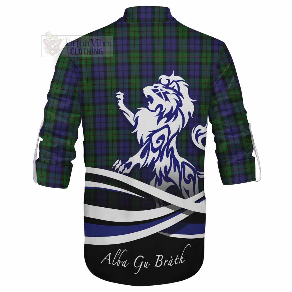 Dundas Tartan Ghillie Kilt Shirt with Alba Gu Brath Regal Lion Emblem - Tartan Vibes Clothing