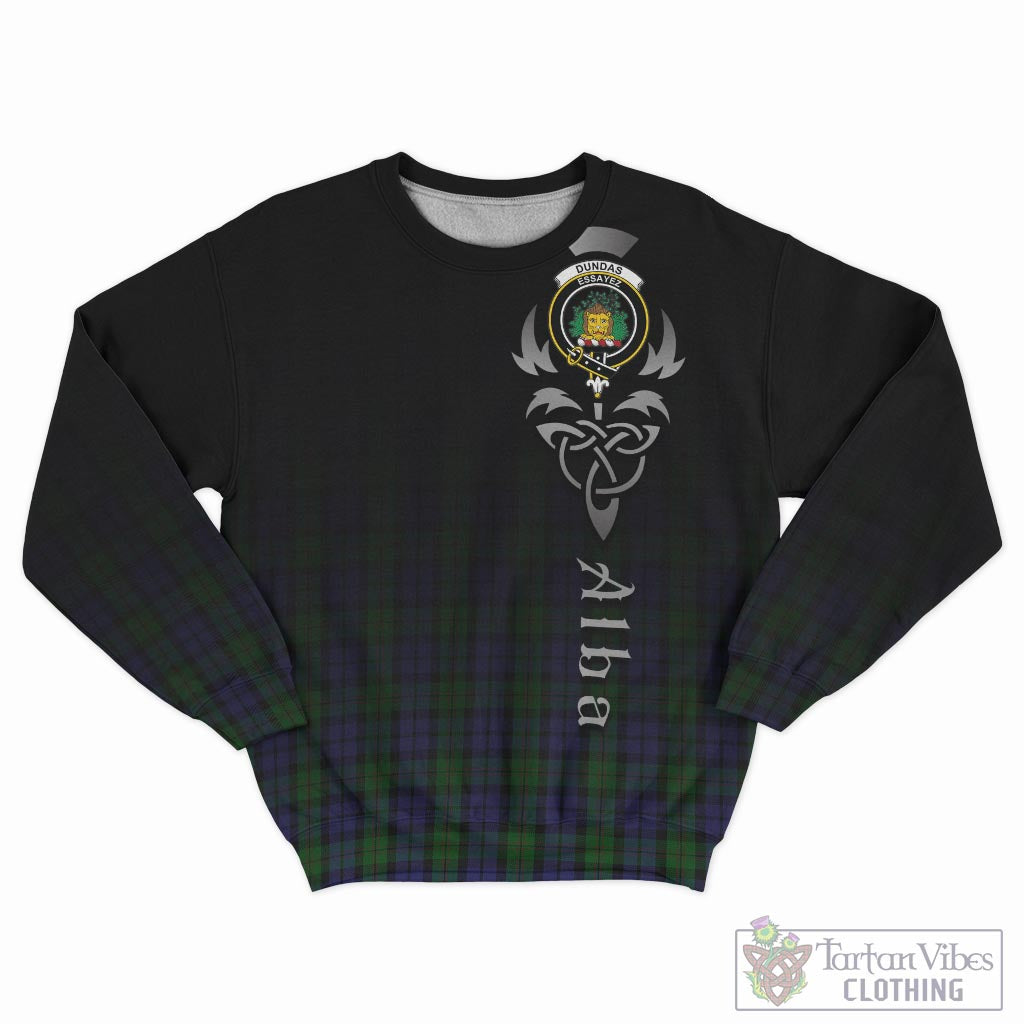 Dundas Tartan Sweatshirt Featuring Alba Gu Brath Family Crest Celtic Inspired - Tartan Vibes Clothing