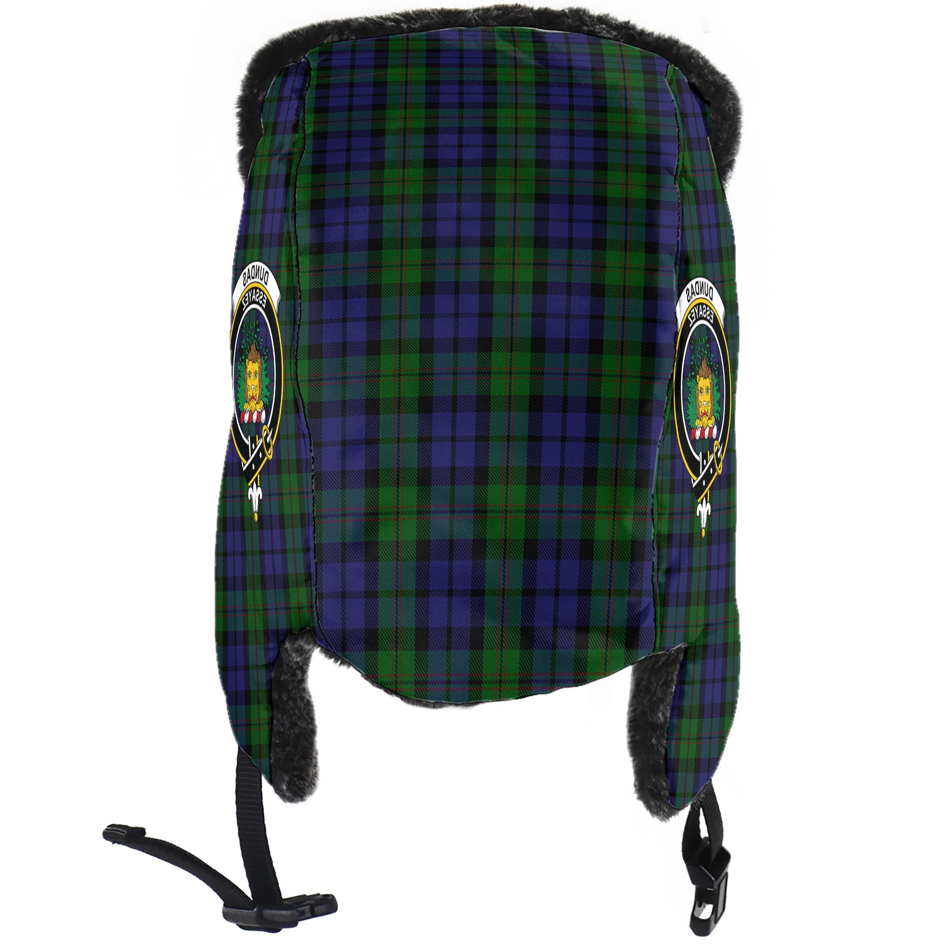 Dundas Tartan Winter Trapper Hat with Family Crest - Tartan Vibes Clothing