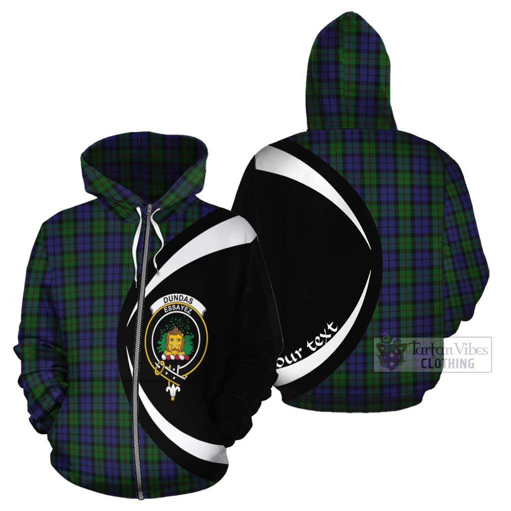 Dundas Tartan Cotton Hoodie with Family Crest Circle Style - Tartan Vibes Clothing