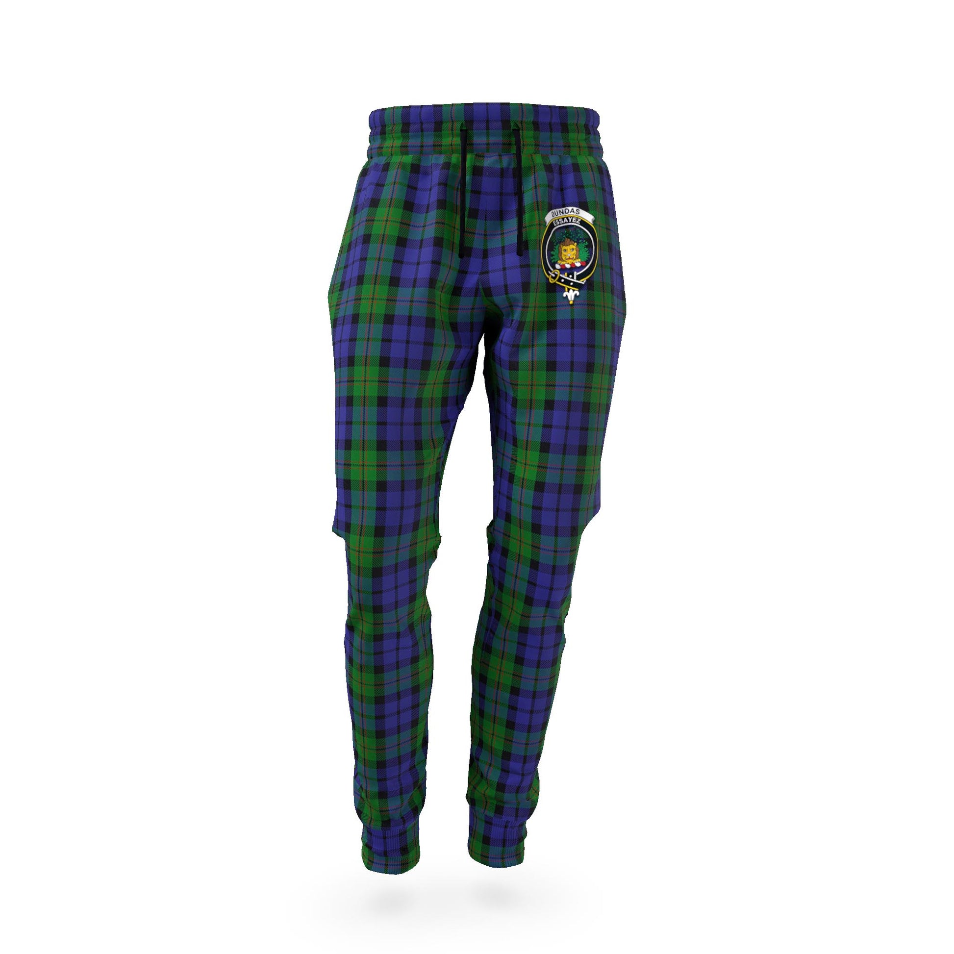 Dundas Tartan Joggers Pants with Family Crest - Tartan Vibes Clothing