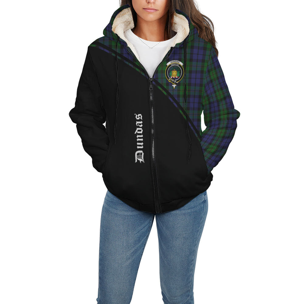 Dundas Tartan Sherpa Hoodie with Family Crest Curve Style - Tartan Vibes Clothing