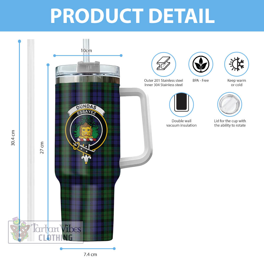 Dundas Tartan Tumbler with Handle with Family Crest - Tartan Vibes Clothing