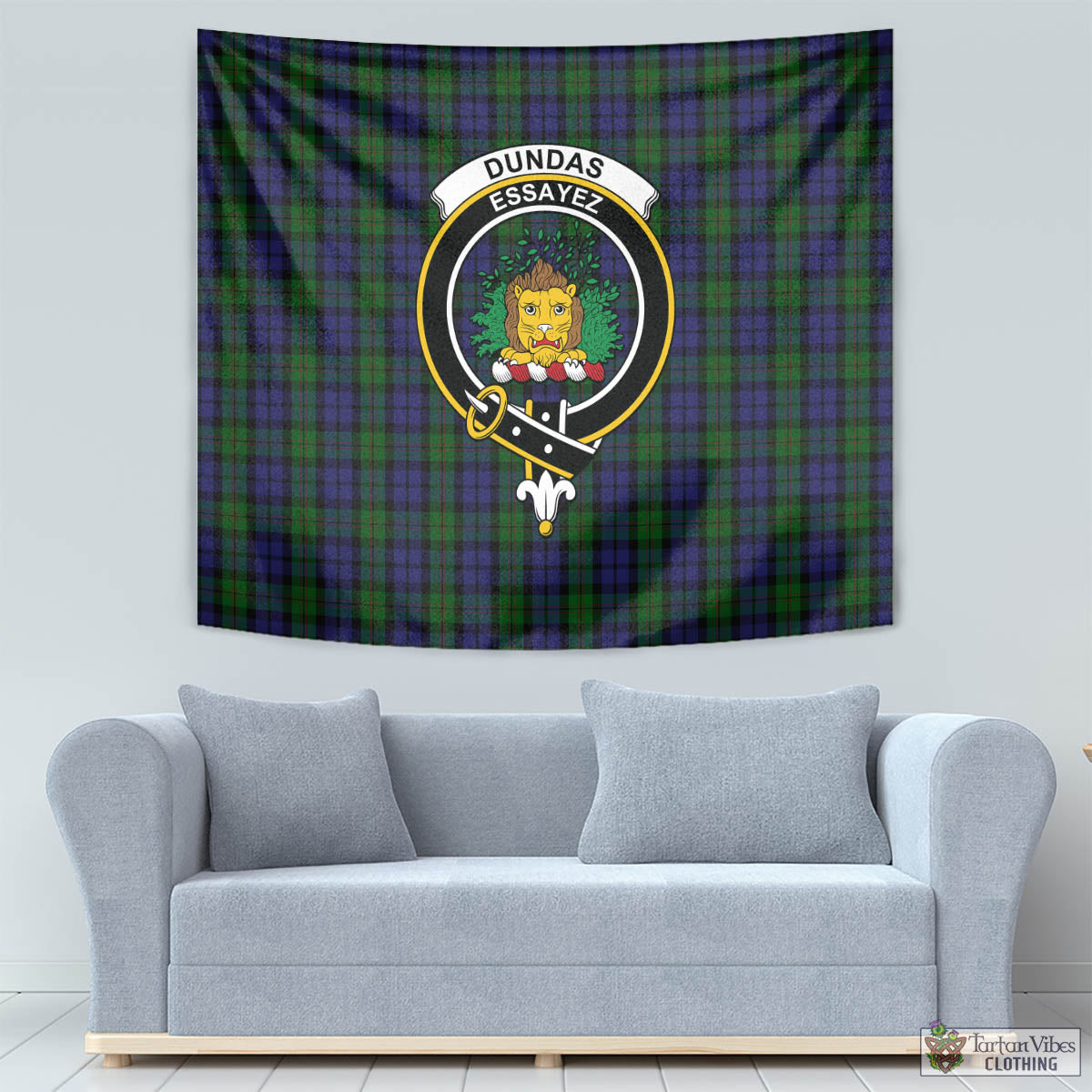 Dundas Tartan Tapestry Wall Hanging and Home Decor for Room with Family Crest - Tartan Vibes Clothing