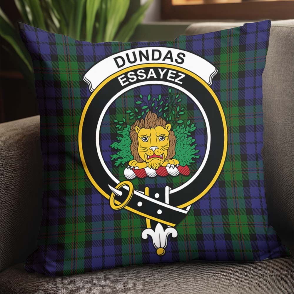 Dundas Tartan Pillow Cover with Family Crest - Tartan Vibes Clothing