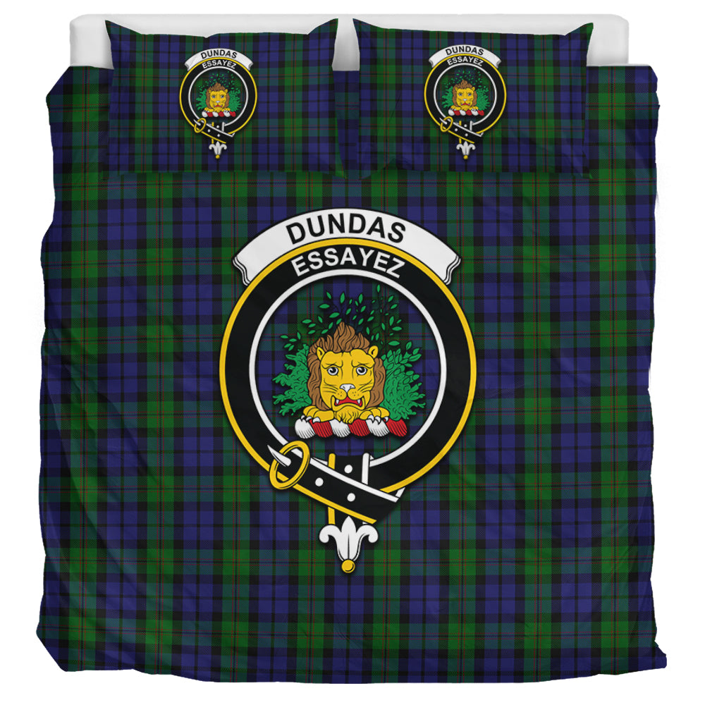 Dundas Tartan Bedding Set with Family Crest UK Bedding Set UK Super King 104*94 inch - Tartan Vibes Clothing