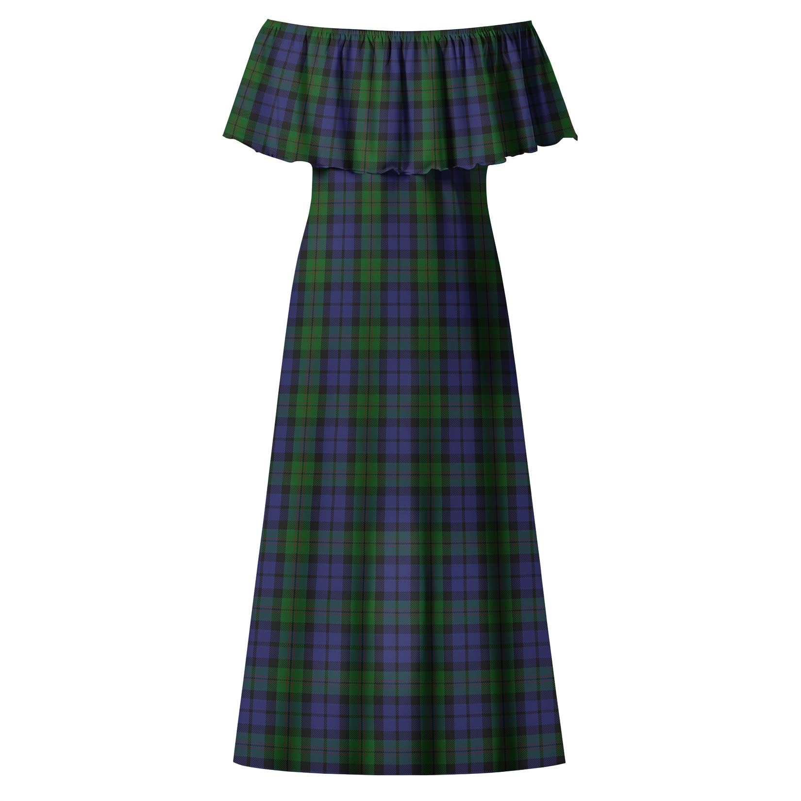 Dundas Tartan Off Shoulder Long Dress - Tartan Vibes Clothing