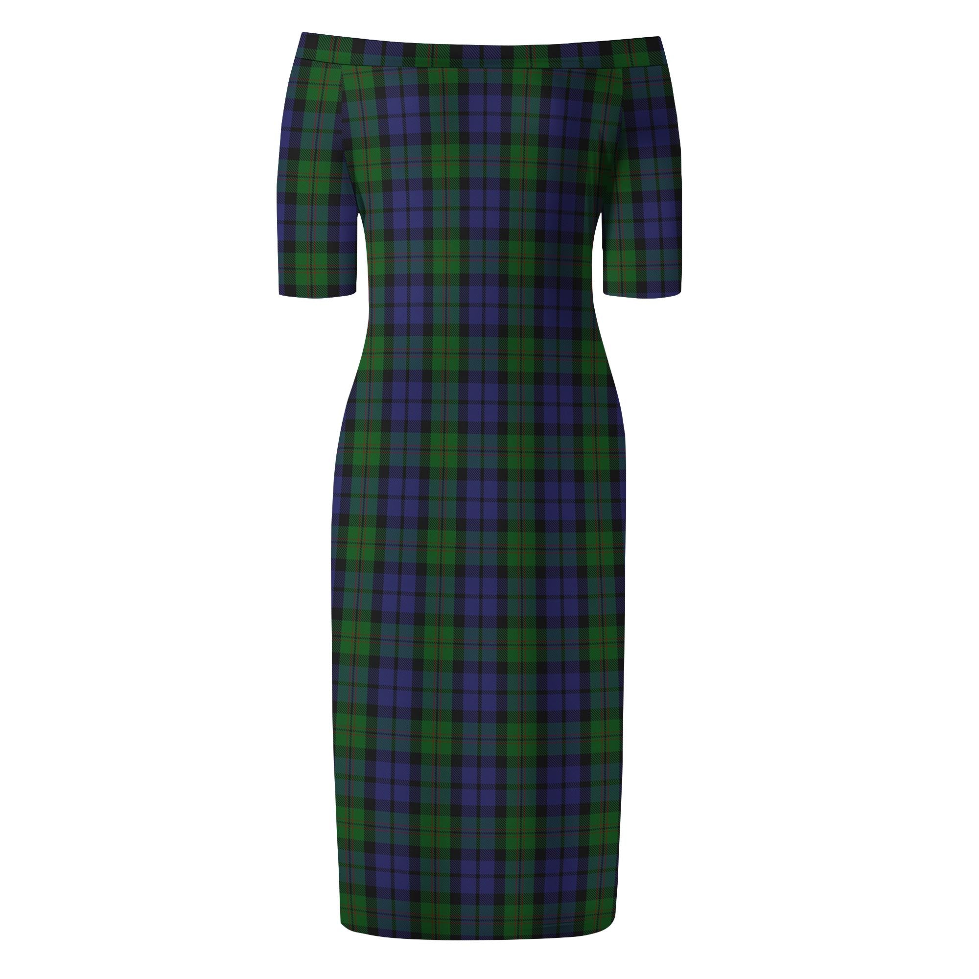 Tartanvibesclothing Dundas Tartan Off Shoulder Lady Dress