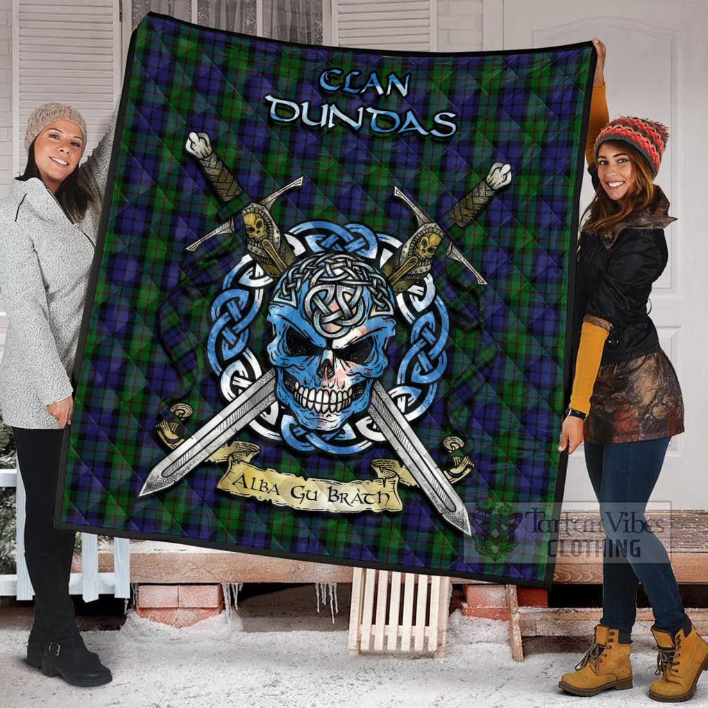 Dundas Tartan Quilt with Celtic Skull Alba Gu Brath Style - Tartan Vibes Clothing