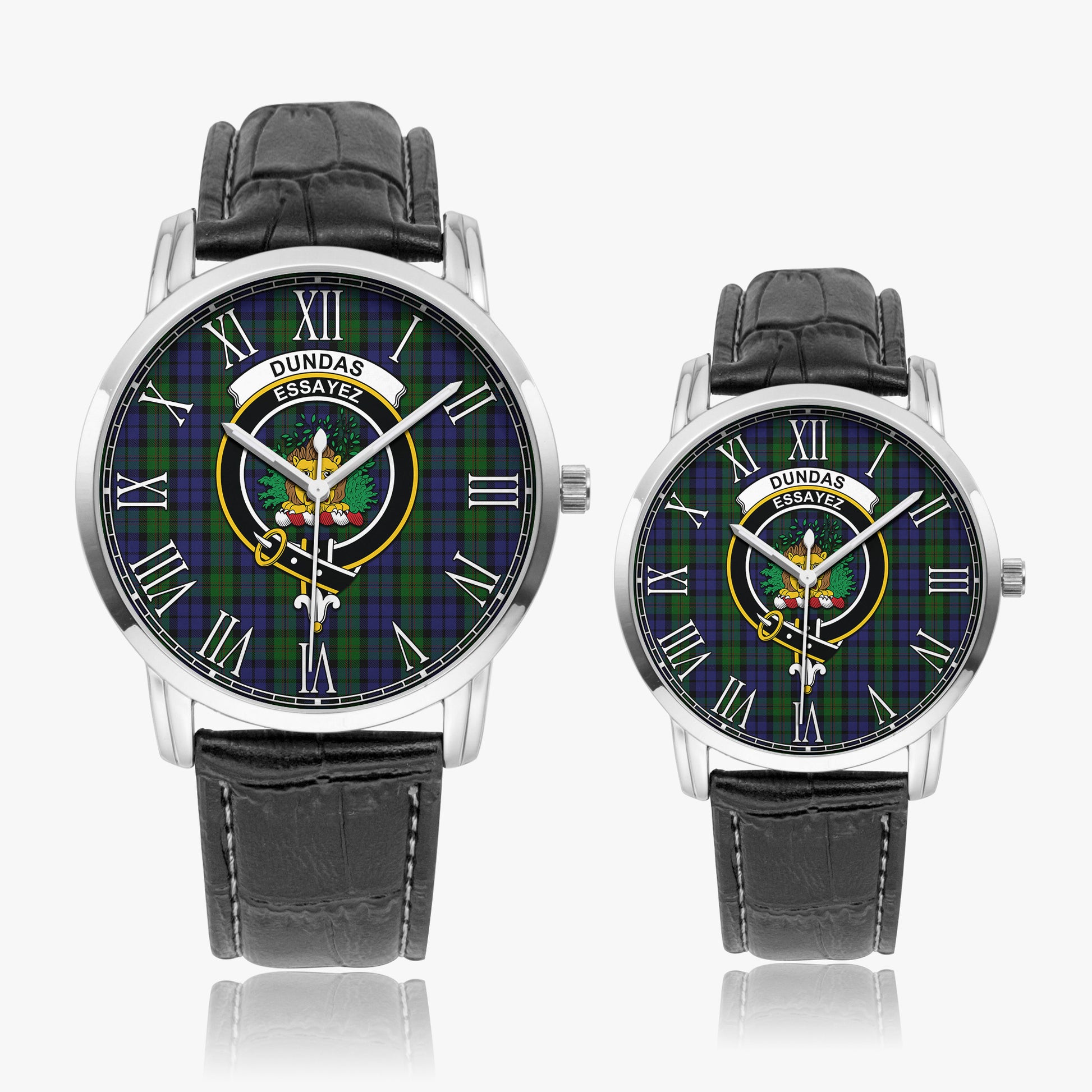 Dundas Tartan Family Crest Leather Strap Quartz Watch - Tartan Vibes Clothing