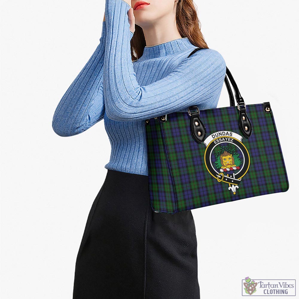 Dundas Tartan Luxury Leather Handbags with Family Crest - Tartan Vibes Clothing