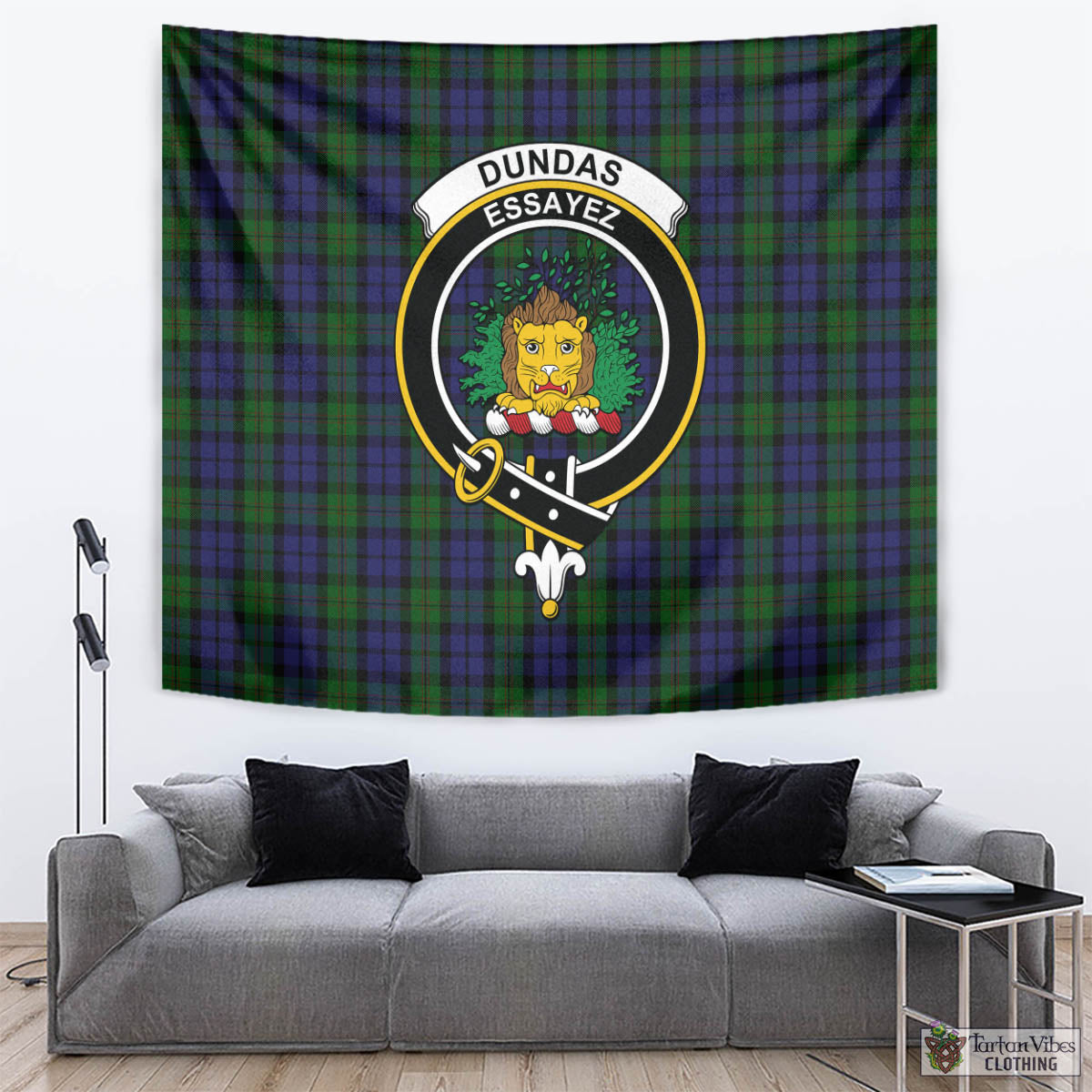 Dundas Tartan Tapestry Wall Hanging and Home Decor for Room with Family Crest - Tartan Vibes Clothing
