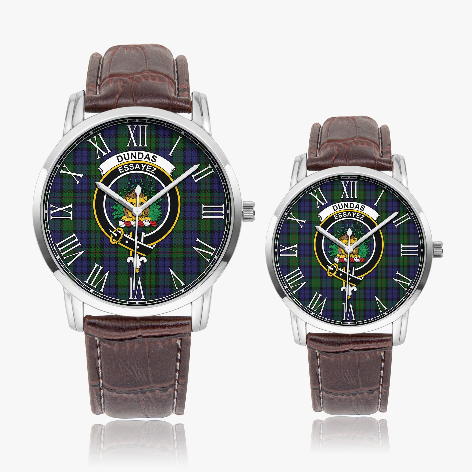 Dundas Tartan Family Crest Leather Strap Quartz Watch - Tartan Vibes Clothing