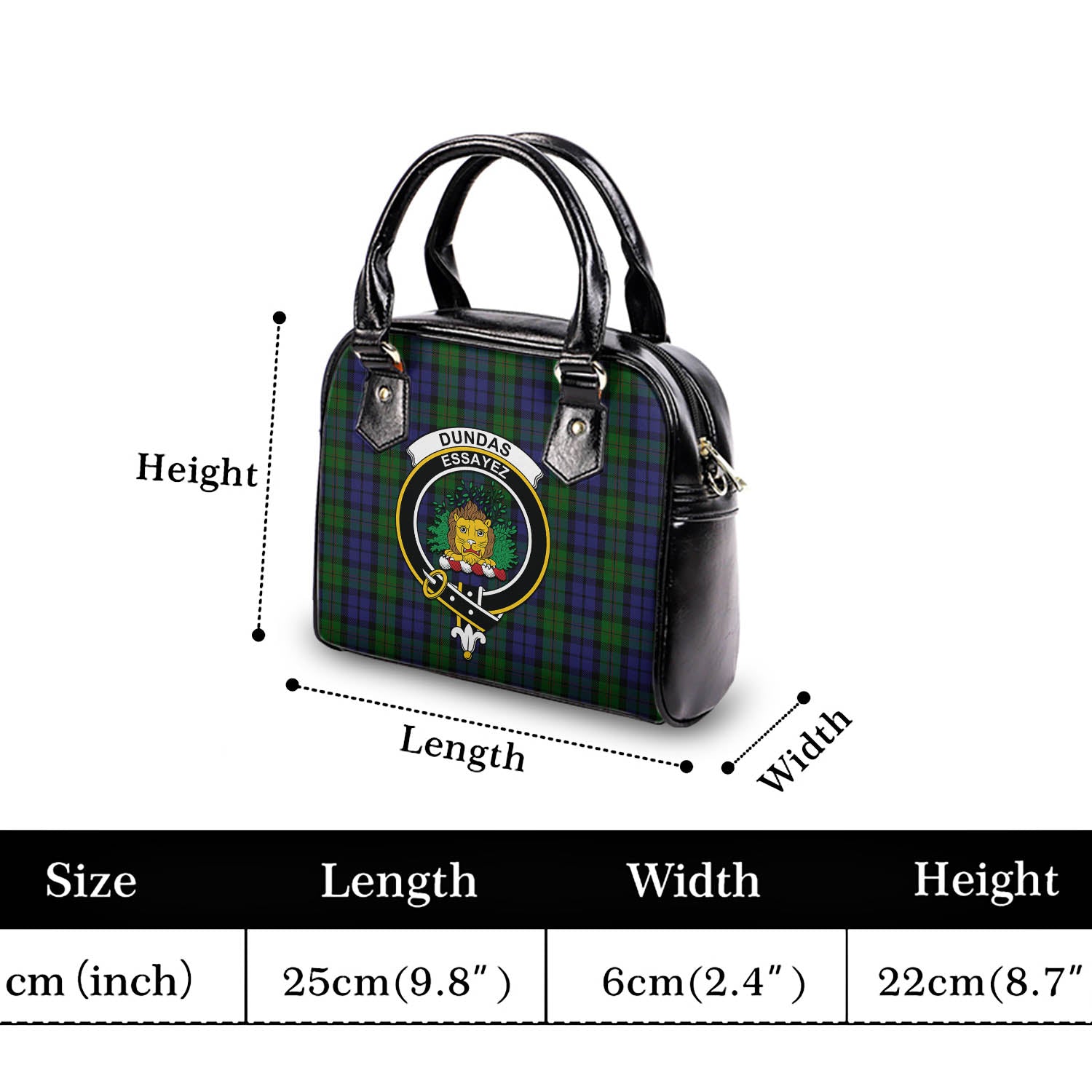 Dundas Tartan Shoulder Handbags with Family Crest - Tartan Vibes Clothing