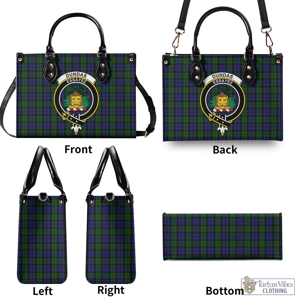 Dundas Tartan Luxury Leather Handbags with Family Crest - Tartan Vibes Clothing