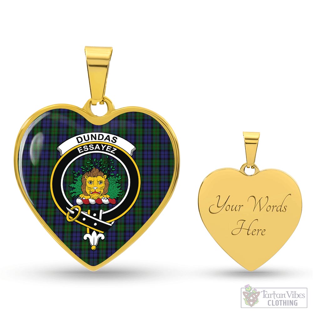 Dundas Tartan Heart Necklace with Family Crest Luxury Necklace (Gold) Yes - Tartan Vibes Clothing