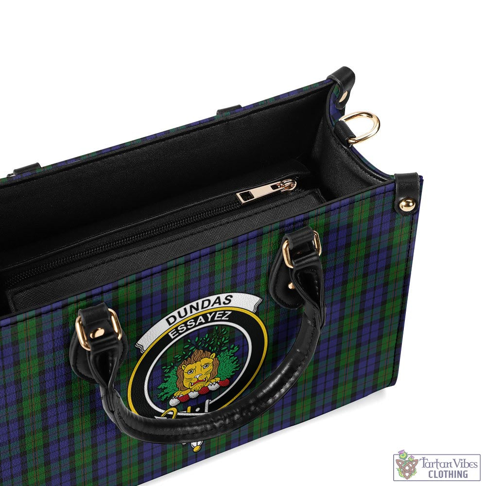 Dundas Tartan Luxury Leather Handbags with Family Crest - Tartan Vibes Clothing