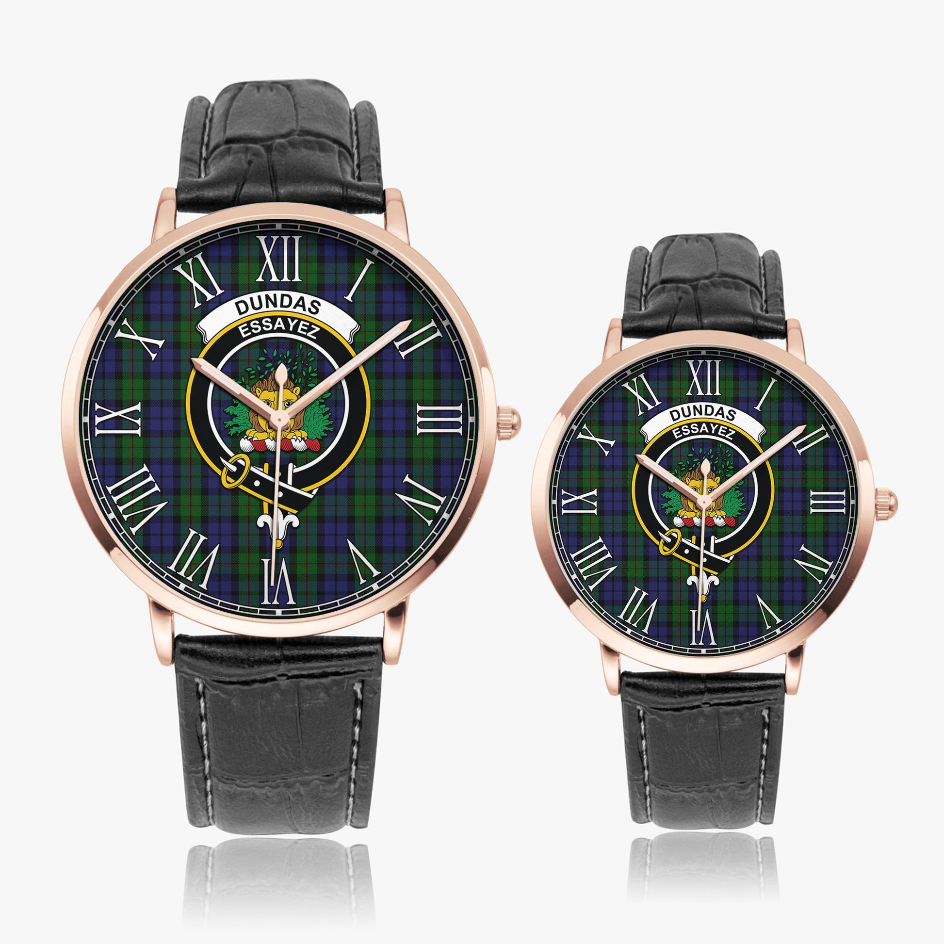 Dundas Tartan Family Crest Leather Strap Quartz Watch - Tartan Vibes Clothing