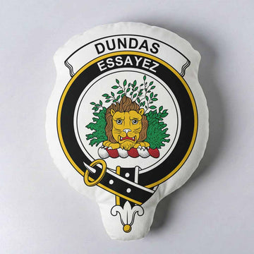 Dundas Clan Crest Shaped Throw Pillow, Scottish Clan Badge Decorative Pillow