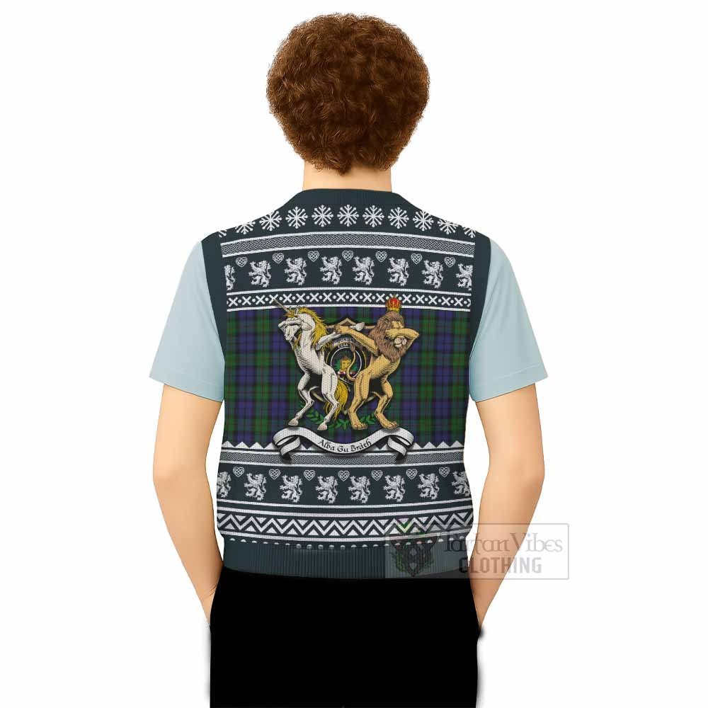 Dundas Clan Tartan Crest Christmas Knitted V-Neck Vest Coat of Arms Funny Style - Tartan Vibes Clothing