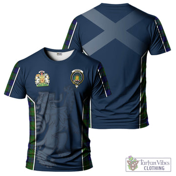 Dundas Modern Tartan T-Shirt with Family Crest and Lion Rampant Vibes Sport Style