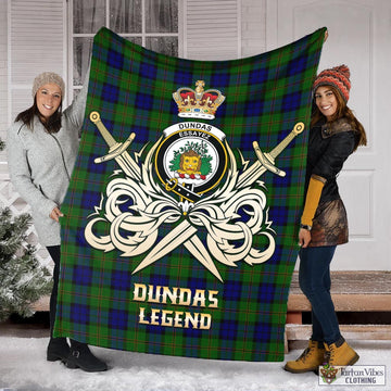 Dundas Modern Tartan Blanket with Clan Crest and the Golden Sword of Courageous Legacy