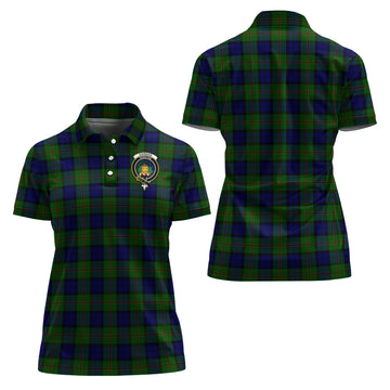 Dundas Modern Tartan Polo Shirt with Family Crest For Women