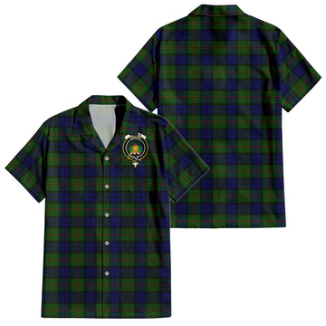 Dundas Modern Tartan Short Sleeve Button Down Shirt with Family Crest
