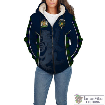 Dundas Modern Tartan Sherpa Hoodie with Family Crest and Lion Rampant Vibes Sport Style