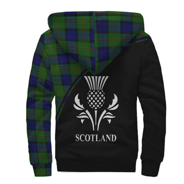 Dundas Modern Tartan Sherpa Hoodie with Family Crest Curve Style