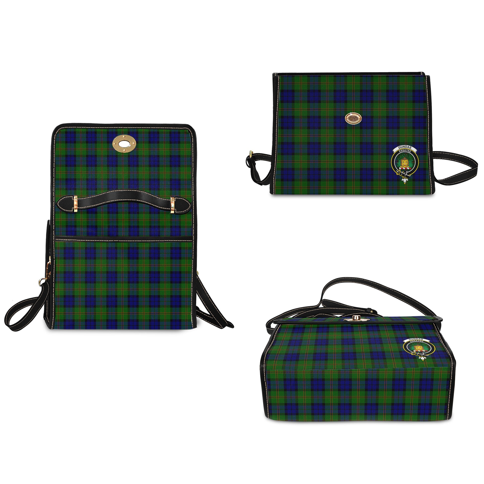 dundas-modern-tartan-leather-strap-waterproof-canvas-bag-with-family-crest