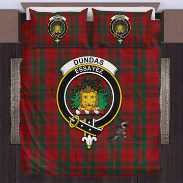 Dundas Red Tartan Bedding Set with Family Crest