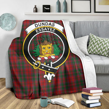 Dundas Red Tartan Blanket with Family Crest