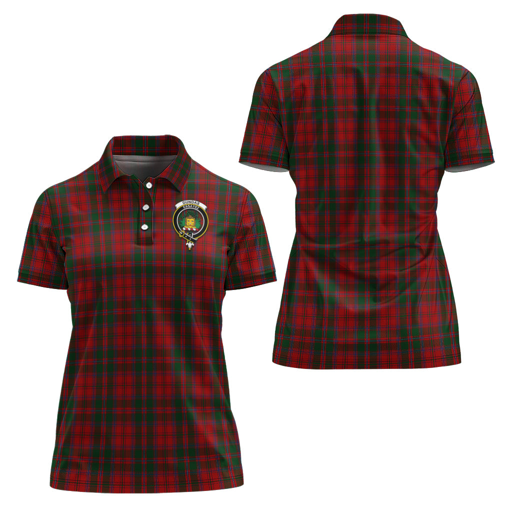 dundas-red-tartan-polo-shirt-with-family-crest-for-women