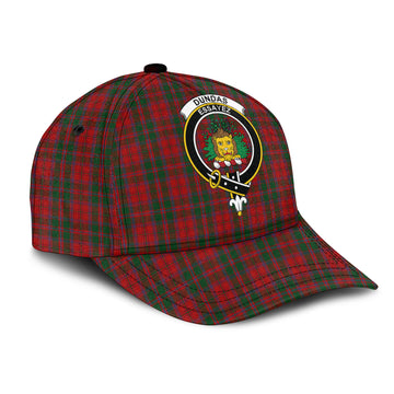 Dundas Red Tartan Classic Cap with Family Crest