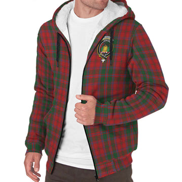Dundas Red Tartan Sherpa Hoodie with Family Crest