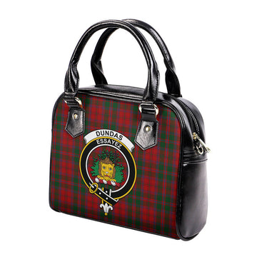 Dundas Red Tartan Shoulder Handbags with Family Crest