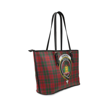 Dundas Red Tartan Leather Tote Bag with Family Crest