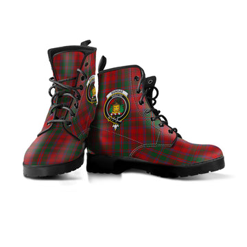 Dundas Red Tartan Leather Boots with Family Crest