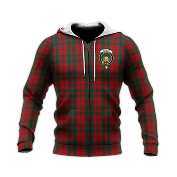 Dundas Red Tartan Knitted Hoodie with Family Crest