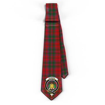 Dundas Red Tartan Classic Necktie with Family Crest