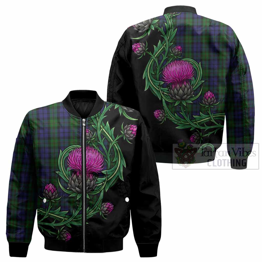 Dundas Tartan Bomber Jacket Resilient Scottish Thistle - Tartan Vibes Clothing