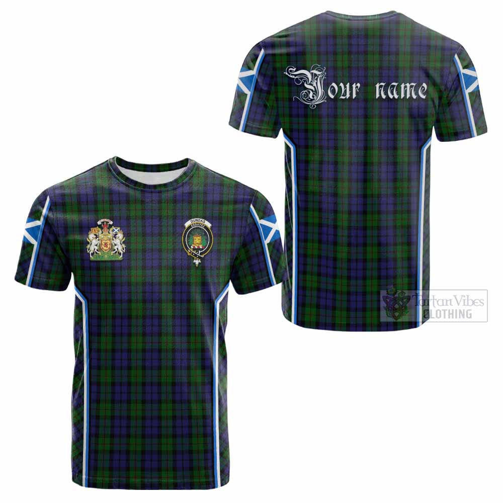 Dundas Tartan Crest Cotton T-shirt Scotland Coat of Arm Flag Style - Tartan Vibes Clothing