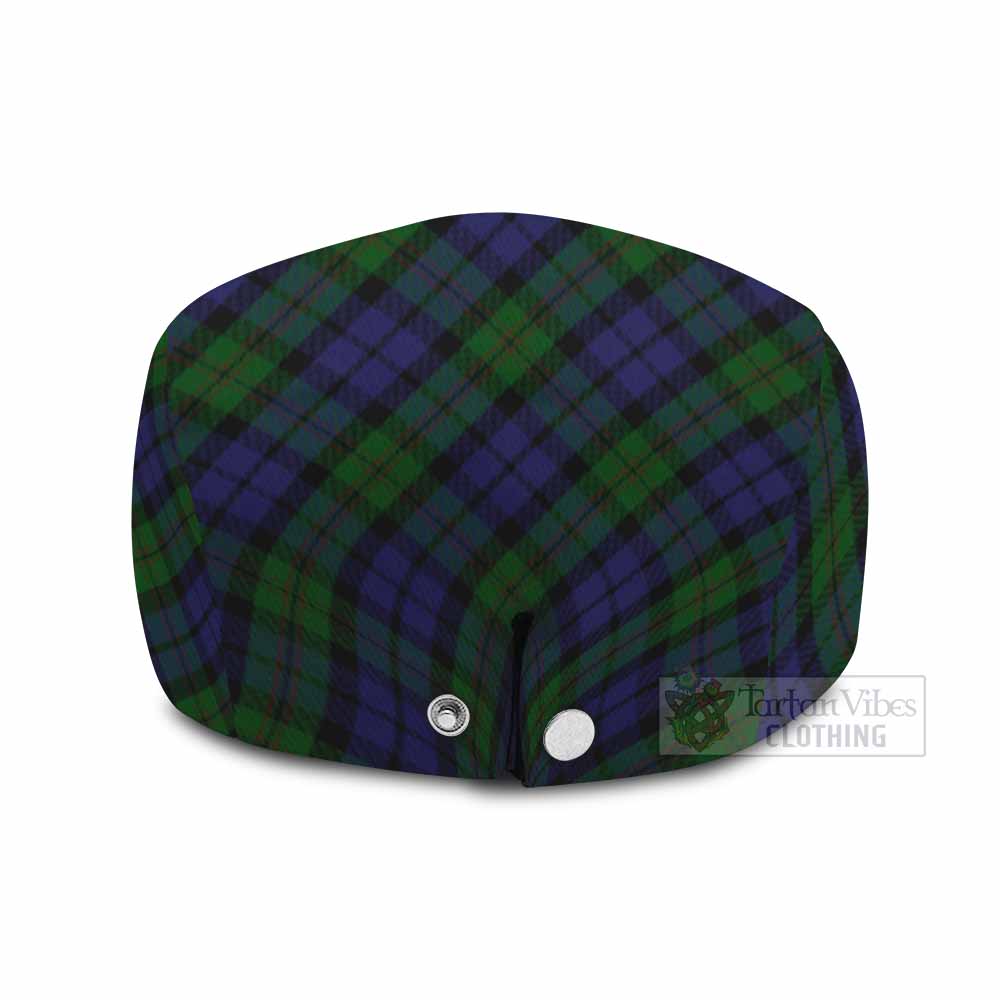 Dundas Tartan Flat Cap, Jeff Cap Cross Style with Family Crest - Tartan Vibes Clothing