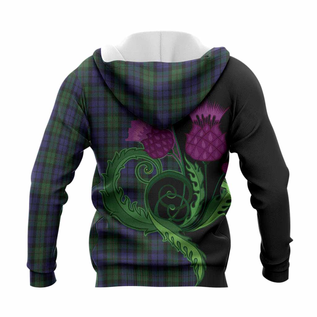 Dundas Tartan Knitted Hoodie Traditional Scottish Thistle