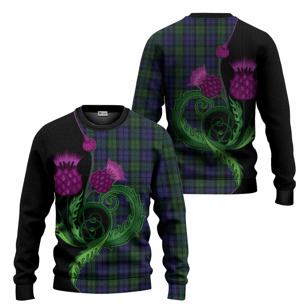 Dundas Tartan Knitted Sweater Traditional Scottish Thistle