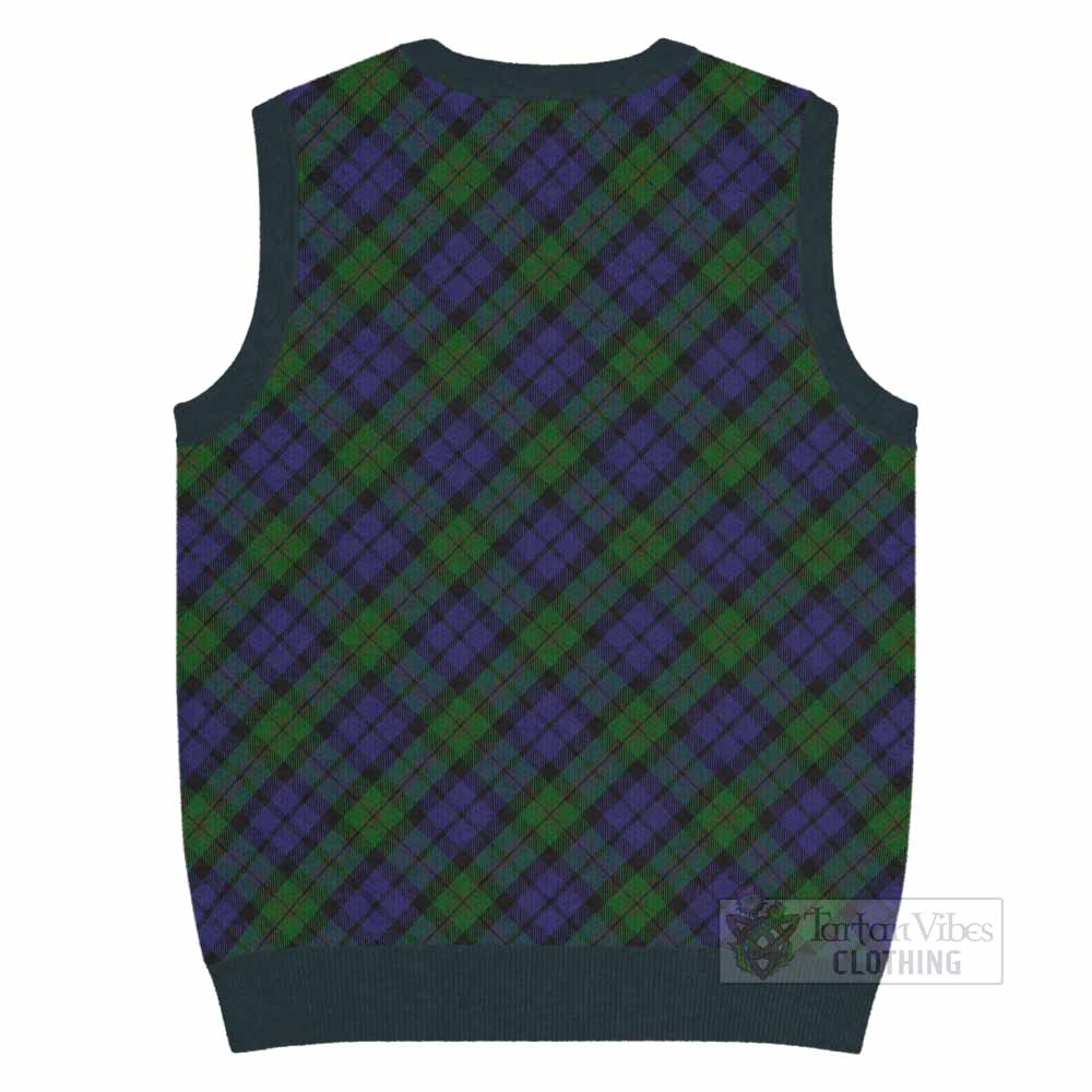 Dundas Tartan Knitted V-Neck Vest with Family Crest Cross Style
