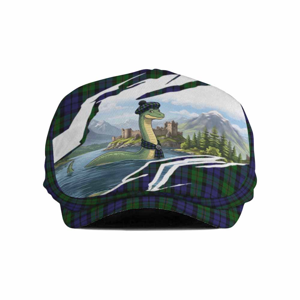 Dundas Tartan Loch Ness Monster Scottish Heritage Art Flat Cap, Jeff Cap