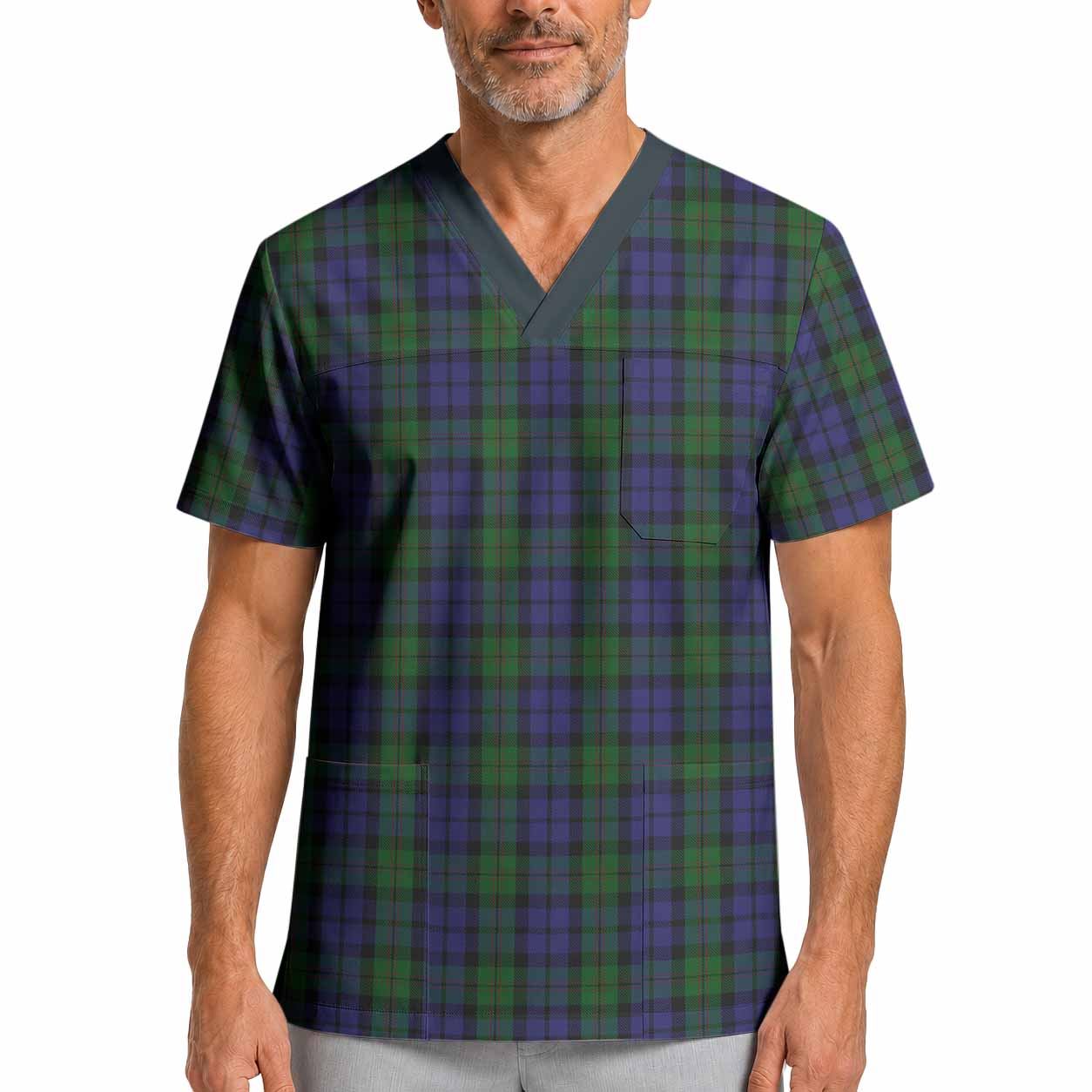 Dundas Tartan Scrub Top XL - Tartan Vibes Clothing