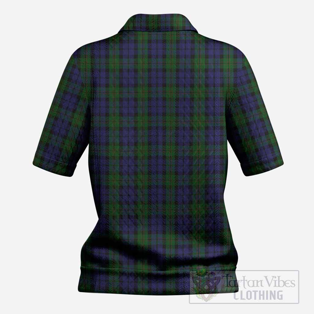 Dundas Tartan Women’s Polo Sweater Top with Family Crest